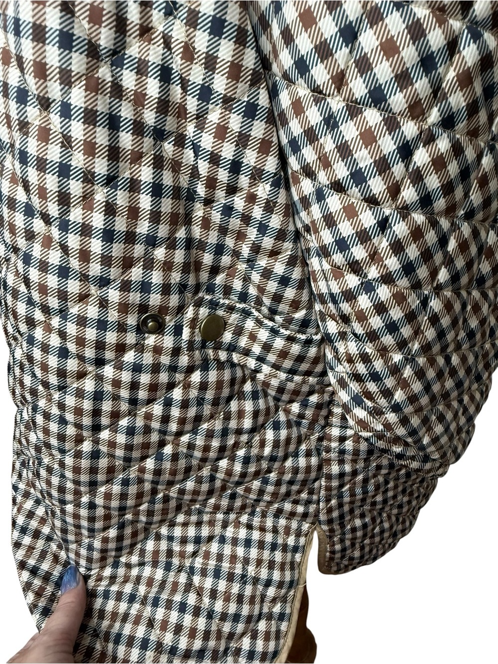 Lands’ End Women’s Quilted Gingham Jacket 2X 20W 22W Snap Zip Lightweight Coat - Picture 5 of 16